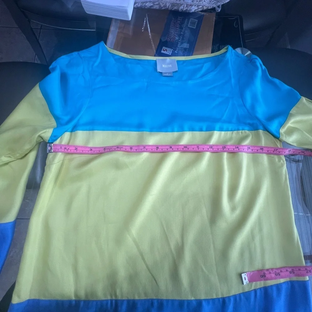 Anthropologie Maeve Long Sleeve Dress - Blue and Yellow - Picture 4 of 6